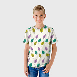 Футболка детская Листья на пятнах, цвет: 3D-принт — фото 2
