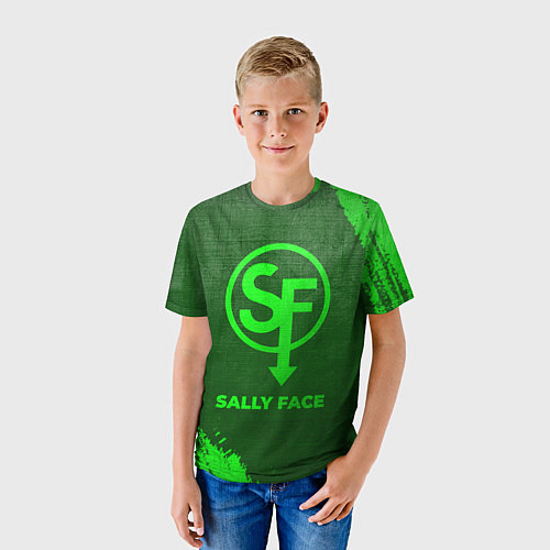 Детская футболка Sally Face - green gradient / 3D-принт – фото 3