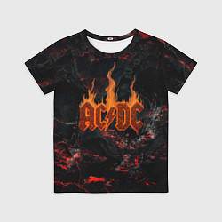 Футболка детская ACDC логотип из огня, цвет: 3D-принт
