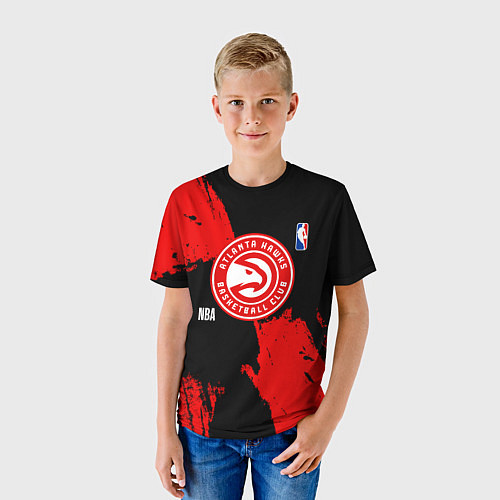 Детская футболка Atlanta Hawks black and red / 3D-принт – фото 3