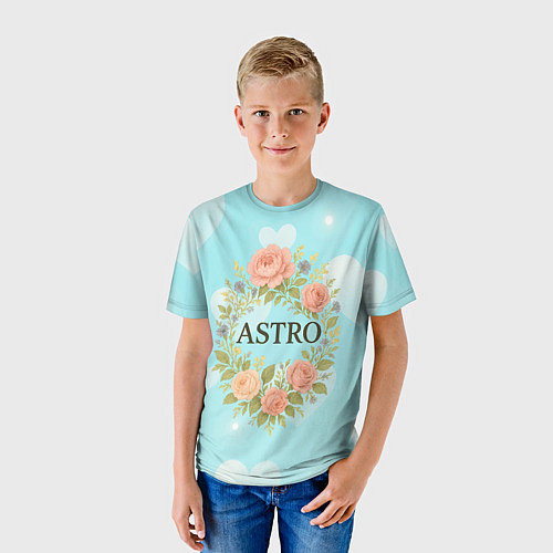Детская футболка Astro логотип в цветочном венке / 3D-принт – фото 3