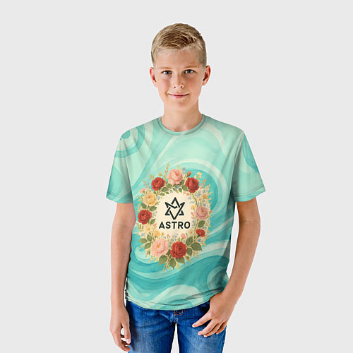 Детская футболка Astro винтажный логотип с цветами / 3D-принт – фото 3