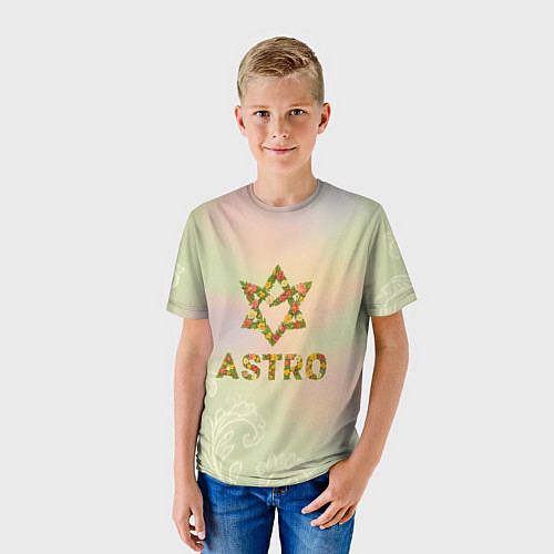 Детская футболка Логотип Astro цветочный / 3D-принт – фото 3