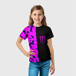 Футболка детская Monster energy neon camo, цвет: 3D-принт — фото 2