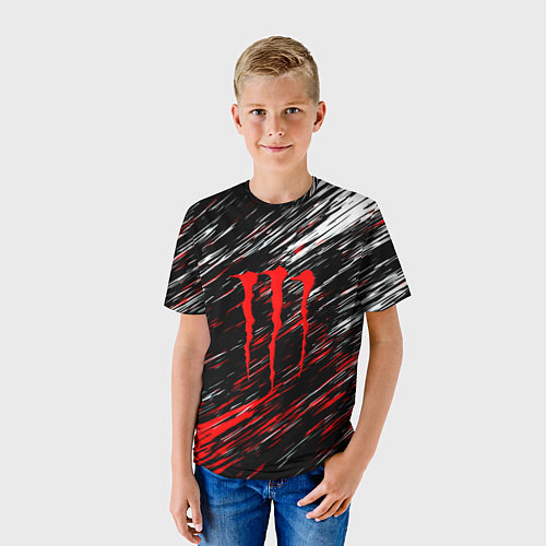 Детская футболка Monster energy полосы красок / 3D-принт – фото 3