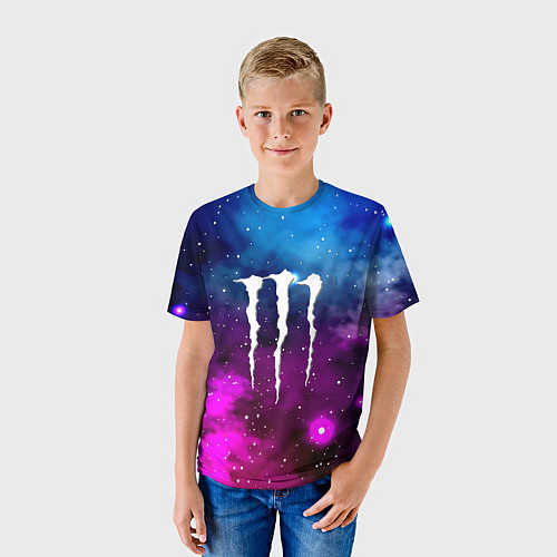Детская футболка Monster energy neon space / 3D-принт – фото 3