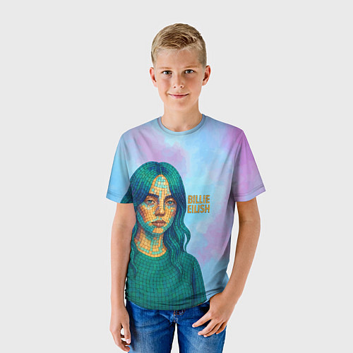 Детская футболка Билли Айлиш из мозаики / 3D-принт – фото 3