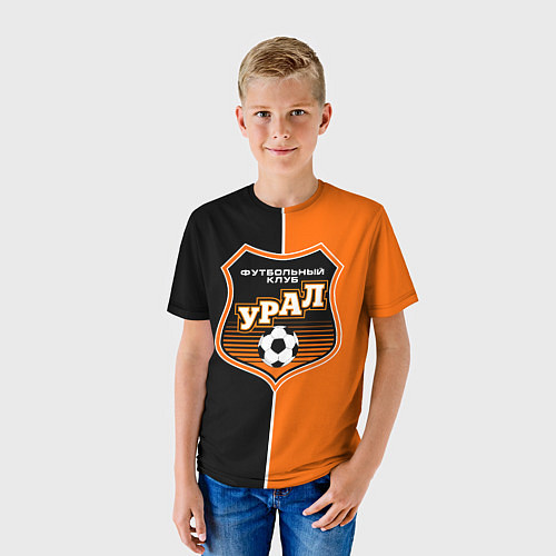 Детская футболка ФК Урал - оранжево черные / 3D-принт – фото 3