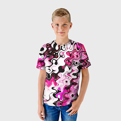 Детская футболка Абстракция разлитые краски розовый / 3D-принт – фото 3