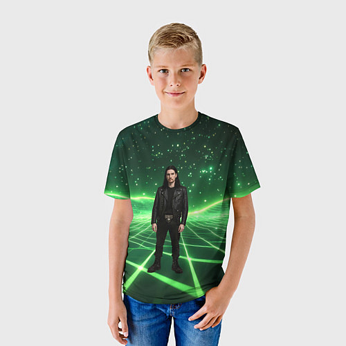 Детская футболка Bones в зеленом полигоне / 3D-принт – фото 3
