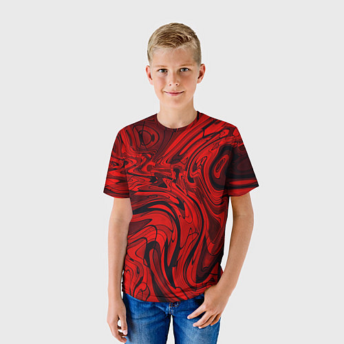 Детская футболка Красный смешение пластика / 3D-принт – фото 3