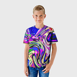 Футболка детская Абстракция пластика синий, цвет: 3D-принт — фото 2