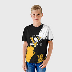 Футболка детская Питтсбург Пингвинз - брызги, цвет: 3D-принт — фото 2