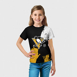 Футболка детская Питтсбург Пингвинз - брызги, цвет: 3D-принт — фото 2