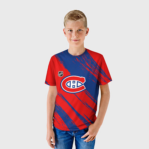 Детская футболка Монреаль Канадиенс - брызги / 3D-принт – фото 3