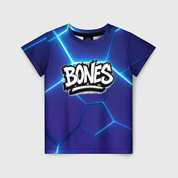 Футболка детская Bones белое лого на синих плитах, цвет: 3D-принт