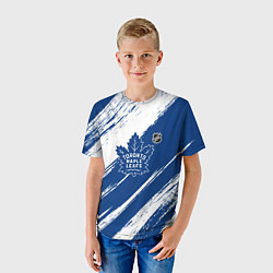 Футболка детская Торонто Мейпл Лифс - брызги синей краски, цвет: 3D-принт — фото 2
