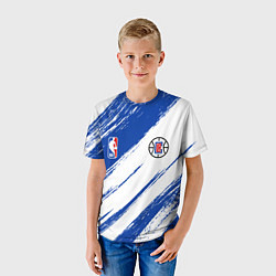 Футболка детская Клипперс - синяя краска, цвет: 3D-принт — фото 2