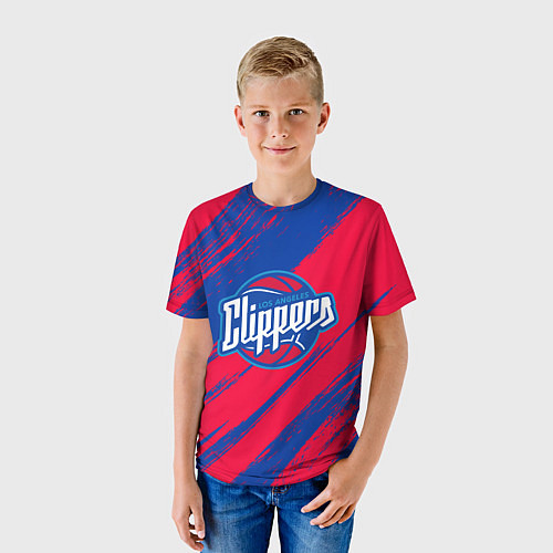 Детская футболка Клипперс - красно синие / 3D-принт – фото 3