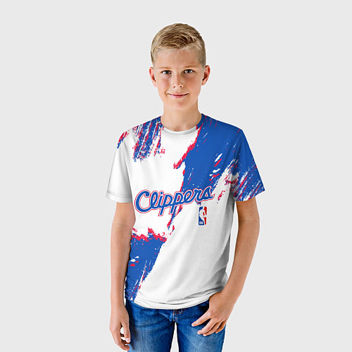 Детская футболка Клипперс - разлитая краска / 3D-принт – фото 3
