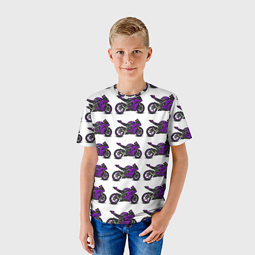 Детская футболка Motorcycle purple / 3D-принт – фото 3