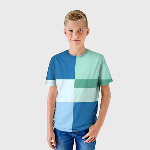 Детская футболка Мятное небо колор-блок / 3D-принт – фото 3