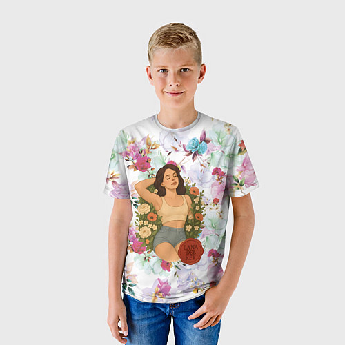 Детская футболка Lana Del Rey в полевых цветах / 3D-принт – фото 3
