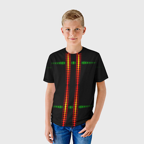 Детская футболка Neon black green circles / 3D-принт – фото 3
