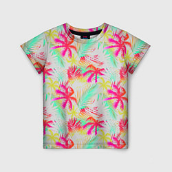 Футболка детская Palm yellow pink, цвет: 3D-принт