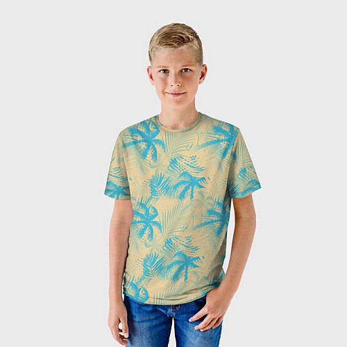Детская футболка Palm light blue beige / 3D-принт – фото 3
