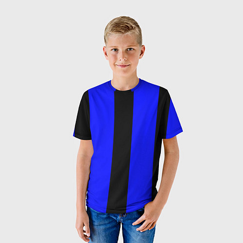 Детская футболка Color blue black stripes / 3D-принт – фото 3