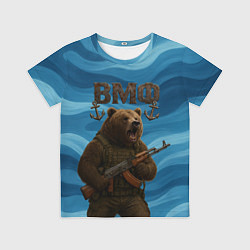 Футболка детская ВМФ Медведь с АК-47, цвет: 3D-принт