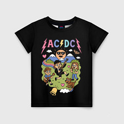 Футболка детская ACDC, мультяшный стиль, цвет: 3D-принт