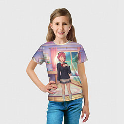 Футболка детская Дандадан Сиратори Айра смущается, цвет: 3D-принт — фото 2