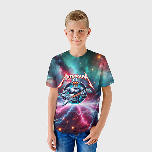 Детская футболка Гитарист Бендер рок группы Футурама / 3D-принт – фото 3