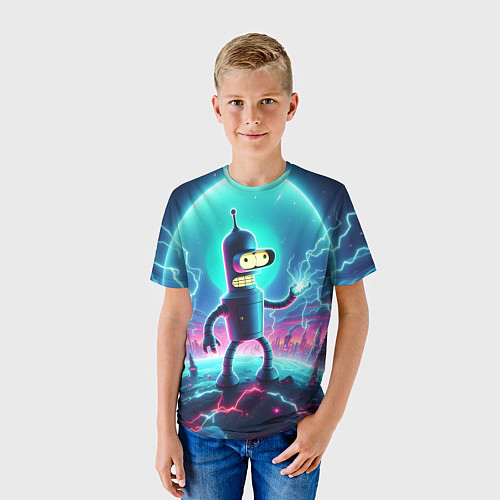 Детская футболка Робот-сгибальщик Бендер пропускает через себя молн / 3D-принт – фото 3