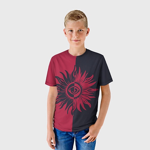 Детская футболка Солнце красно-синее / 3D-принт – фото 3