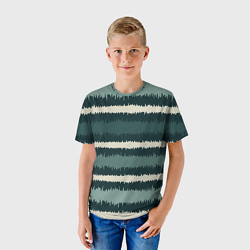 Детская футболка Полосы зигзагообразные зеленые / 3D-принт – фото 3