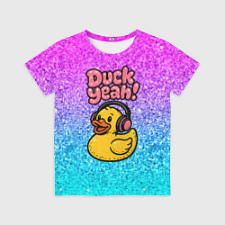 Футболка детская Duck yeah - утка в наушниках, цвет: 3D-принт