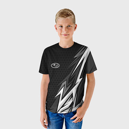 Детская футболка Subaru - монохромный черный / 3D-принт – фото 3