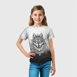 Футболка детская Волк в кельтском стиле и лес, цвет: 3D-принт — фото 2