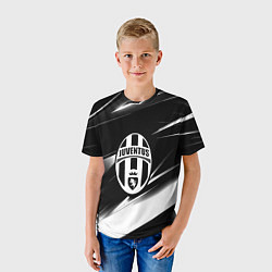 Футболка детская Juventus geometry stripes black, цвет: 3D-принт — фото 2