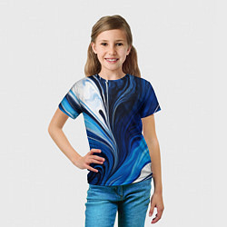 Футболка детская Бело синяя абстракция, цвет: 3D-принт — фото 2