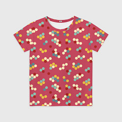 Футболка детская Мозаика из шестиугольников на розовом, цвет: 3D-принт