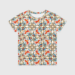 Футболка детская Орнамент с лошадью - символом Нового 2026 года, цвет: 3D-принт