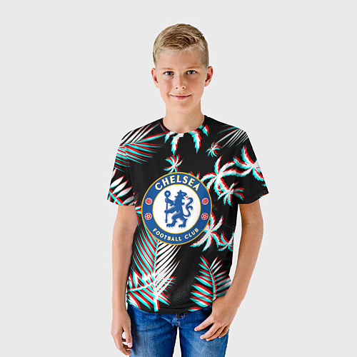 Детская футболка Chelsea тропики глитч текстура / 3D-принт – фото 3