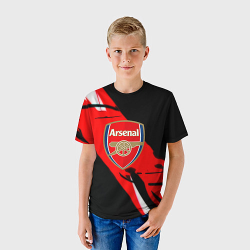 Детская футболка Арсенал геометрия полосы краски / 3D-принт – фото 3
