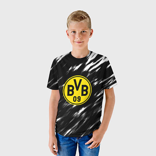 Детская футболка Borussia штрихи красок текстура / 3D-принт – фото 3