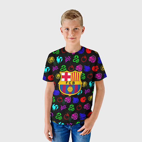 Детская футболка Barcelona neon games logo / 3D-принт – фото 3
