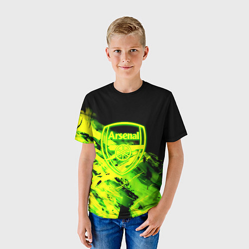 Детская футболка Арсенал кислотные краски / 3D-принт – фото 3